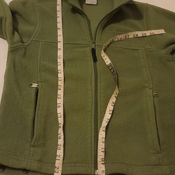 GirlColumbia Sportswear Youth Large 10/12 Fleece Full Zip Green High Neck Jacket - Picture 6 of 9